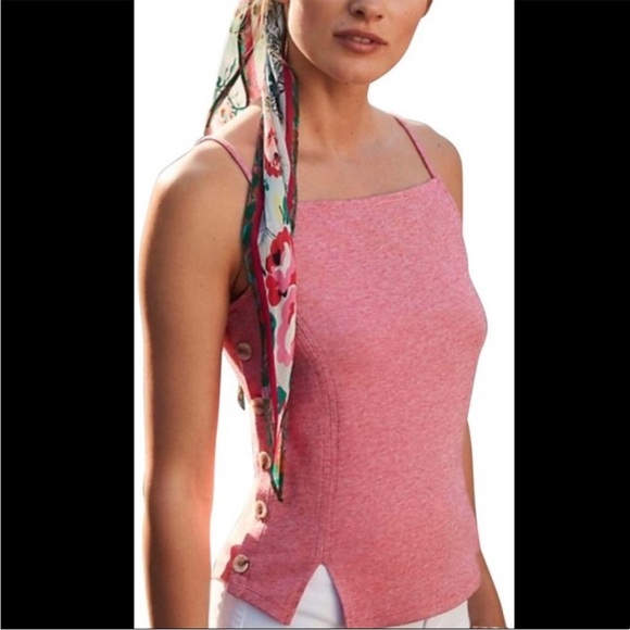 Anthropologie Meadow Rue Pantego Side Button Tank Top Red Sleeveless Sz S - Picture 2 of 13